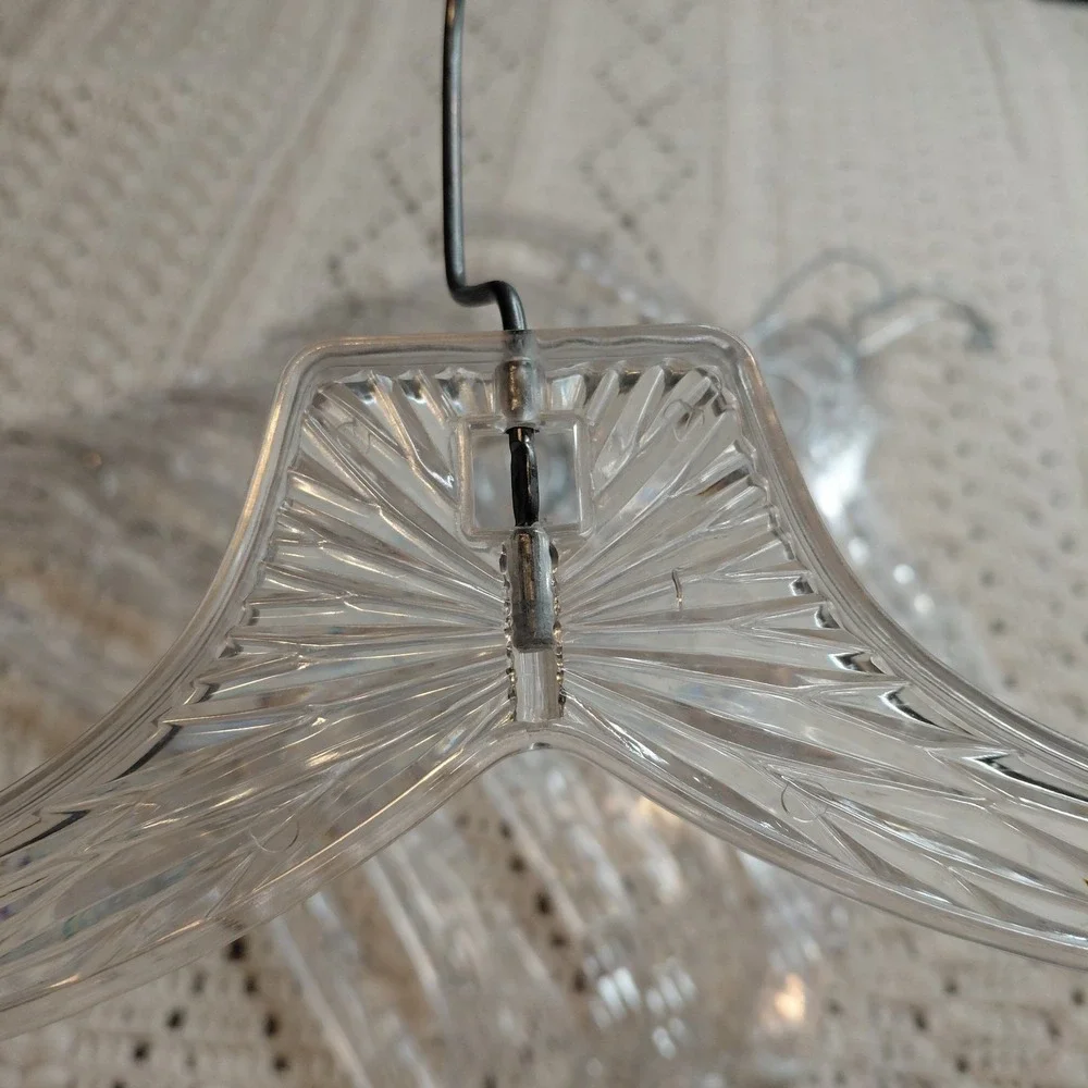 Vtg Lot 14 MCM Clear Plastic Ice Crystal Star Burst Prism Clothes Hangers‎ Retro